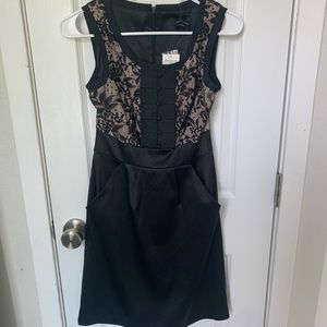 Max & Cleo Black Satin Lace Dress